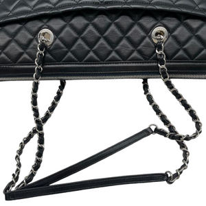 Calfskin Quilted Large Classic Shopping Tote Black SHW