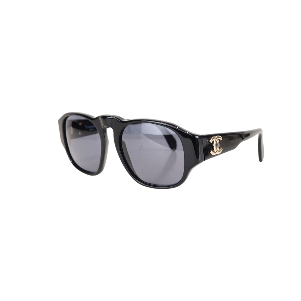Vintage Acetate Sunglasses Black GHW