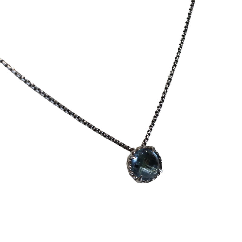 Petite Chatelaine Necklace in Sterling Silver with Blue Topaz