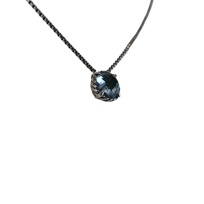 Petite Chatelaine Necklace in Sterling Silver with Blue Topaz