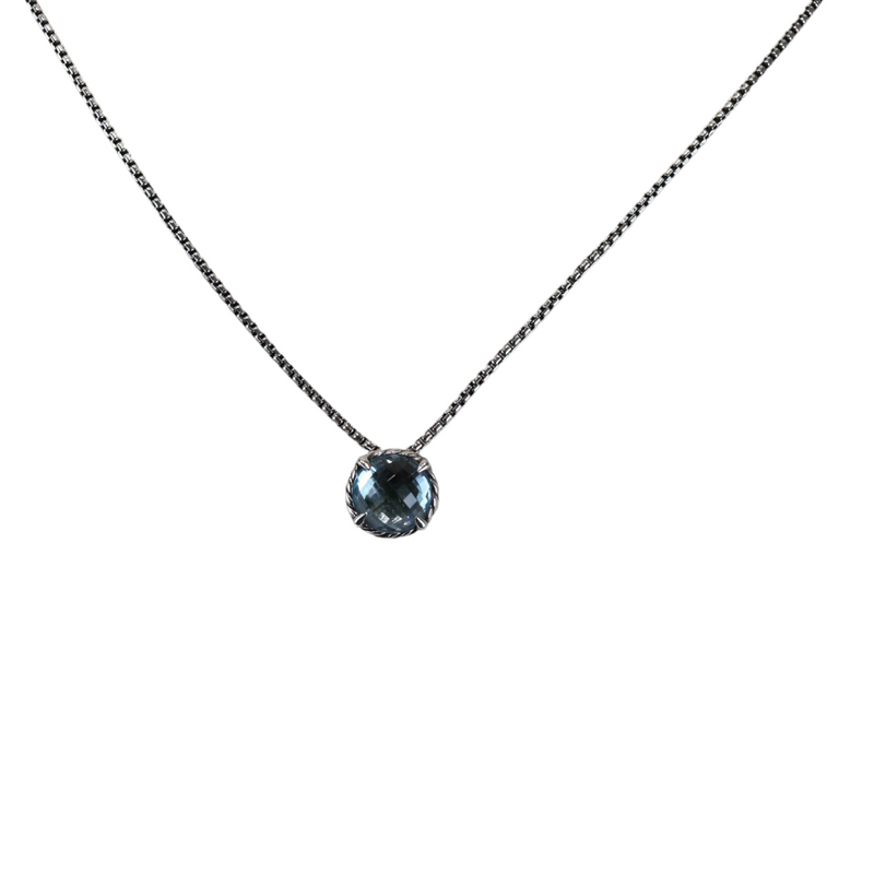 Petite Chatelaine Necklace in Sterling Silver with Blue Topaz