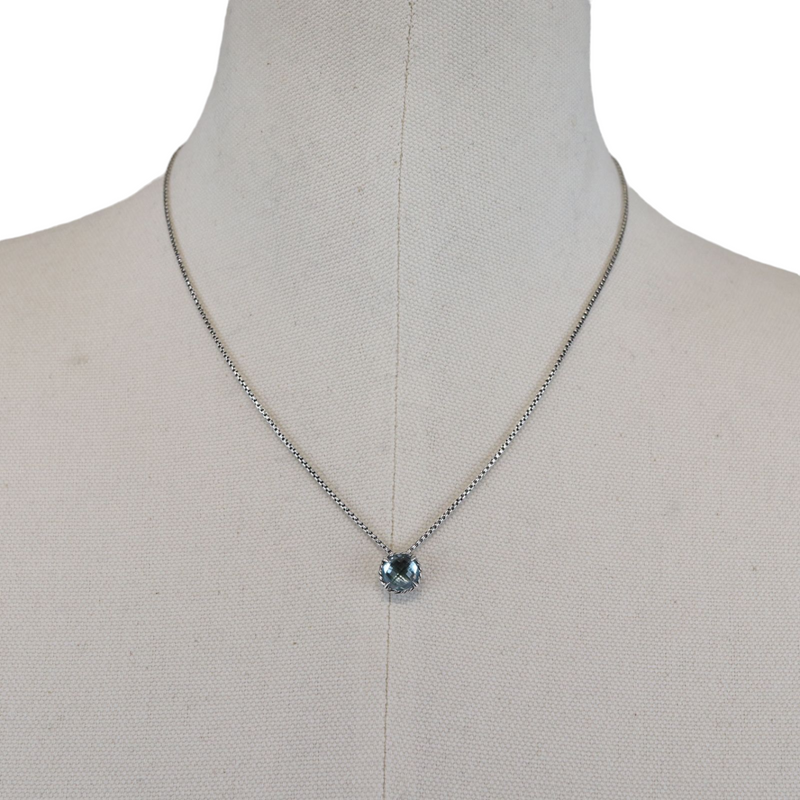 Petite Chatelaine Necklace in Sterling Silver with Blue Topaz