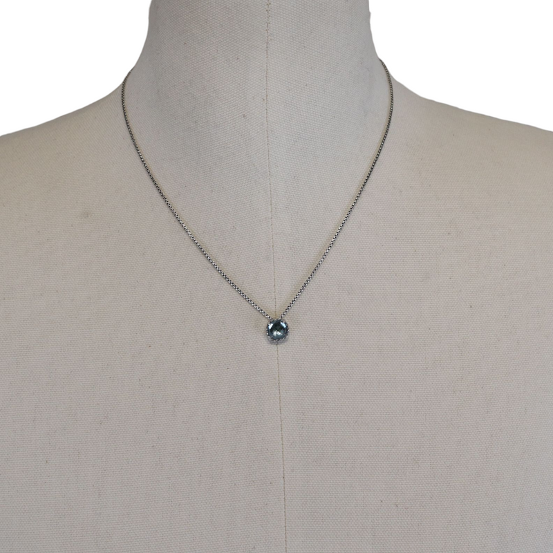 Petite Chatelaine Necklace in Sterling Silver with Blue Topaz