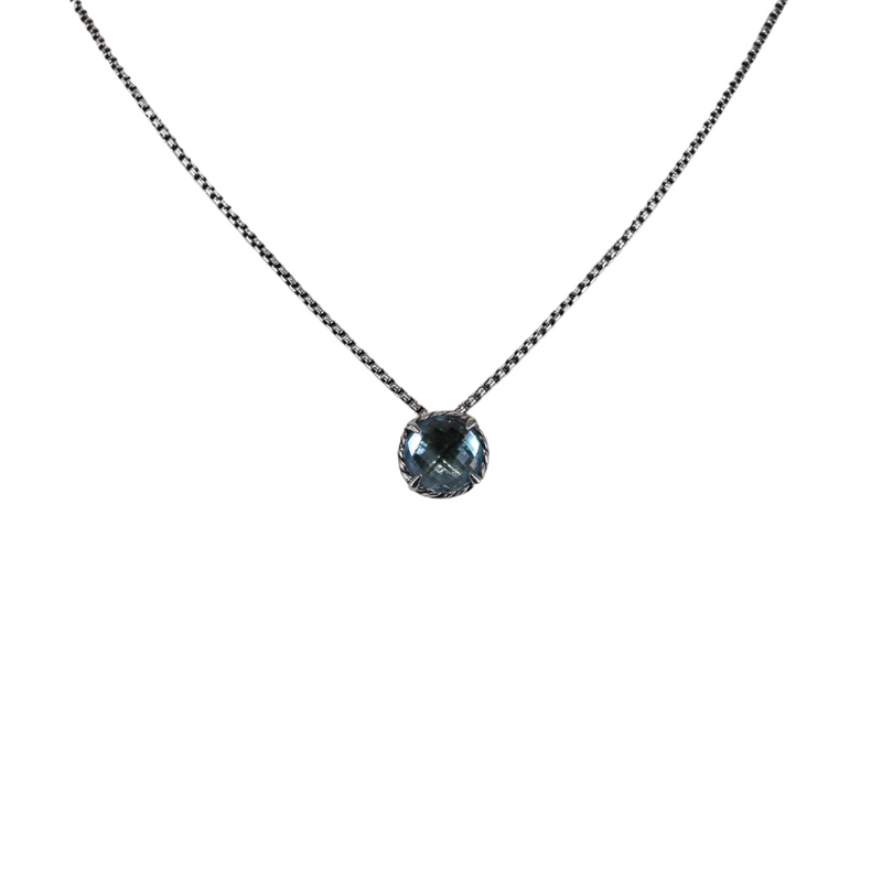 Petite Chatelaine Necklace in Sterling Silver with Blue Topaz