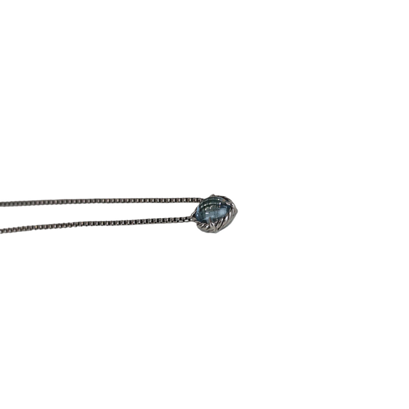 Petite Chatelaine Necklace in Sterling Silver with Blue Topaz