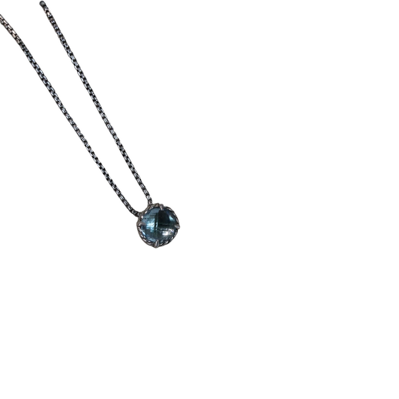 Petite Chatelaine Necklace in Sterling Silver with Blue Topaz