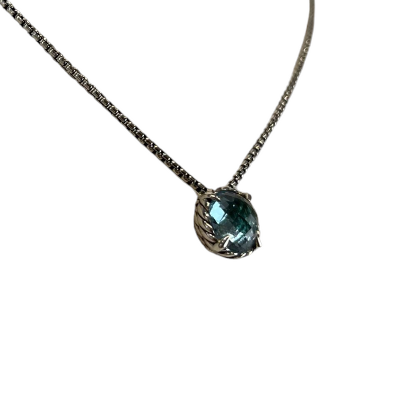 Petite Chatelaine Necklace in Sterling Silver with Blue Topaz