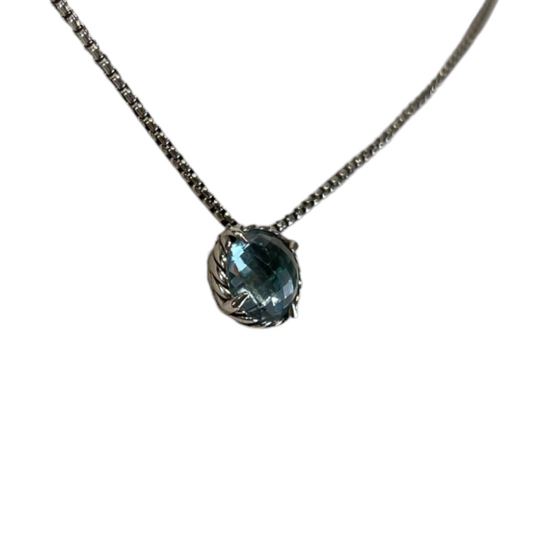 Petite Chatelaine Necklace in Sterling Silver with Blue Topaz