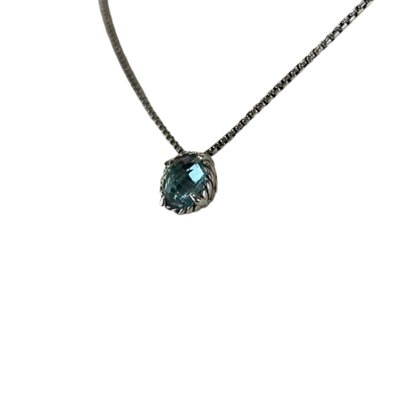 Petite Chatelaine Necklace in Sterling Silver with Blue Topaz