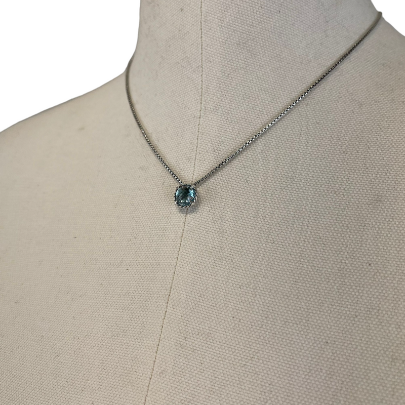 Petite Chatelaine Necklace in Sterling Silver with Blue Topaz