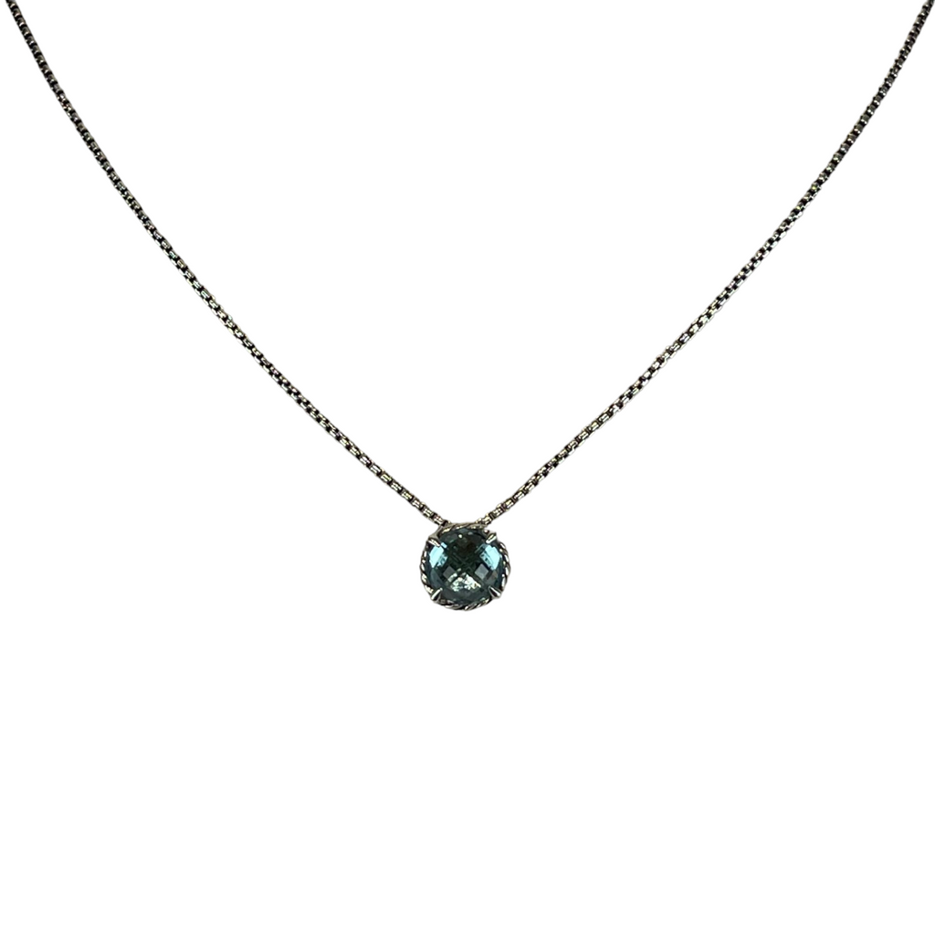 Petite Chatelaine Necklace in Sterling Silver with Blue Topaz