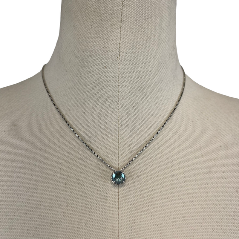 Petite Chatelaine Necklace in Sterling Silver with Blue Topaz