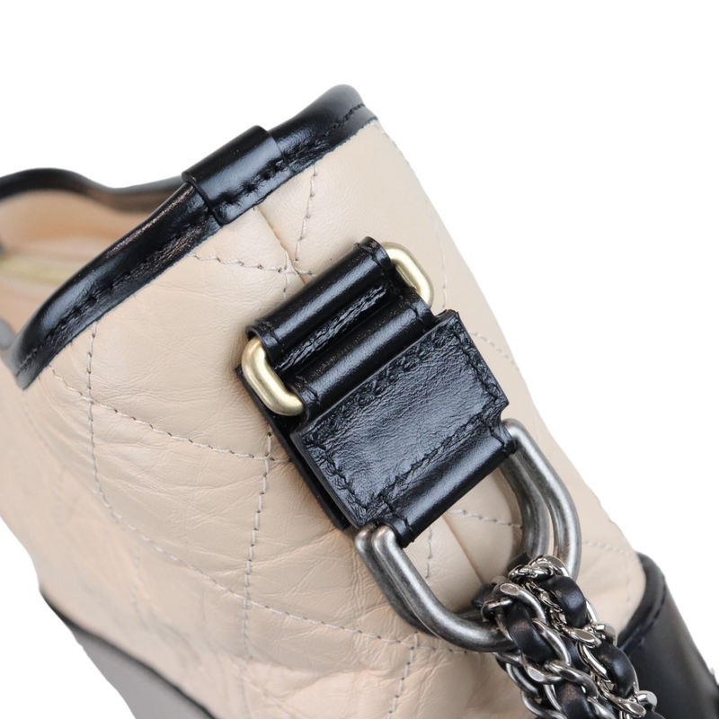 Chanel Medium Gabrielle Black Chevron Aged Calfskin Leather Hobo