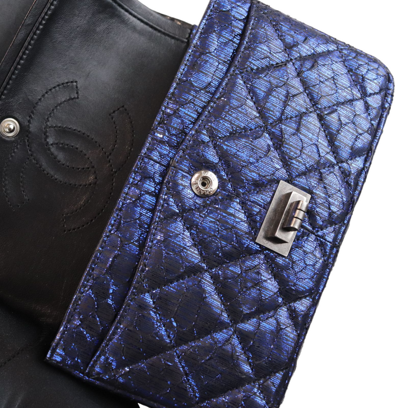 Chanel Metallic Blue Metallic Aged Calfskin 2.55 Reissue 228 Maxi Double  Flap Bag 2008/09