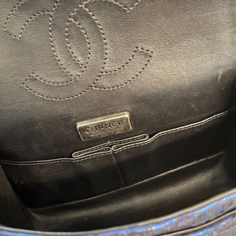 Chanel Dark Plum Purple Caviar 2.55 Double Flap Classic Maxi Shoulder Bag