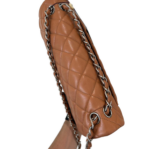 Caviar Quilted Jumbo Double Flap Caramel SHW