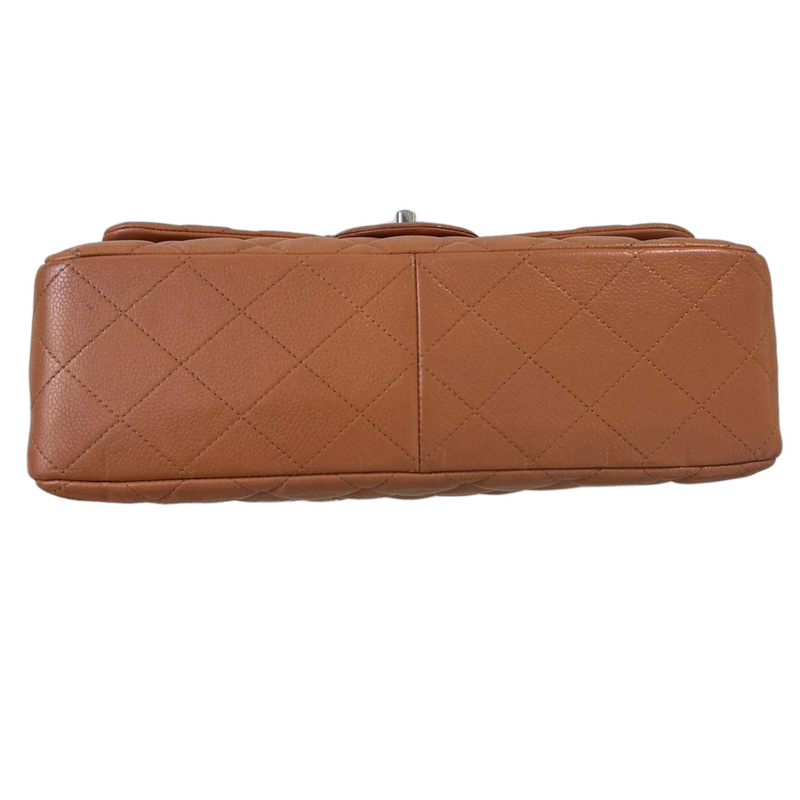 Caviar Quilted Jumbo Double Flap Caramel SHW