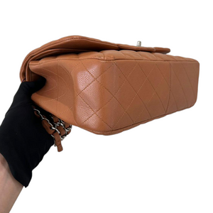 Caviar Quilted Jumbo Double Flap Caramel SHW