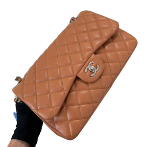 Caviar Quilted Jumbo Double Flap Caramel SHW