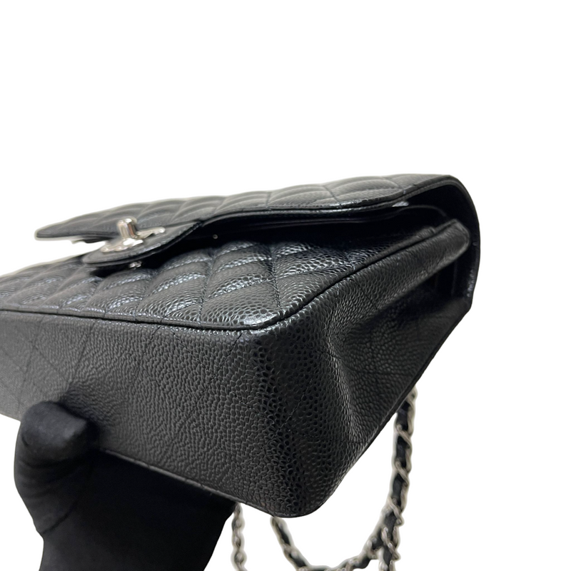 Caviar Quilted Small Double Flap Black SHW