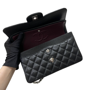 Caviar Quilted Small Double Flap Black SHW