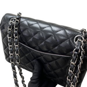 Caviar Quilted Small Double Flap Black SHW