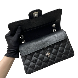 Caviar Quilted Small Double Flap Black SHW