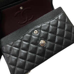 Caviar Quilted Small Double Flap Black SHW