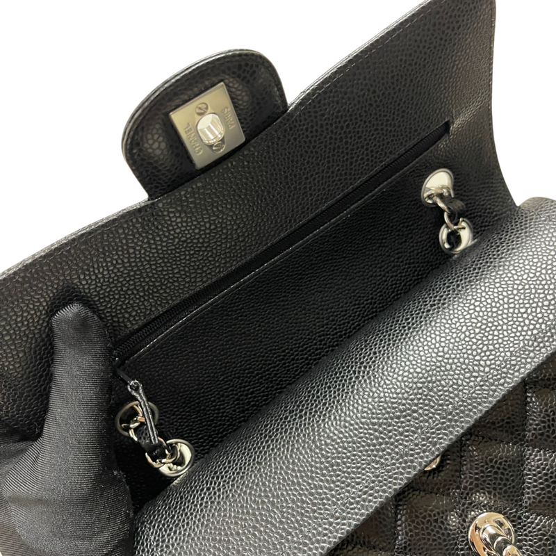 Caviar Quilted Small Double Flap Black SHW