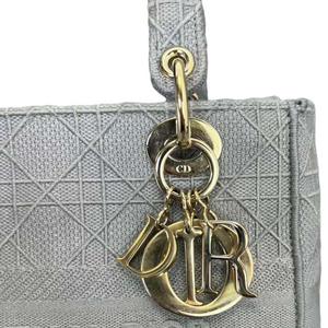 Lady D-Lite Medium Canvas Embroidered Grey GHW