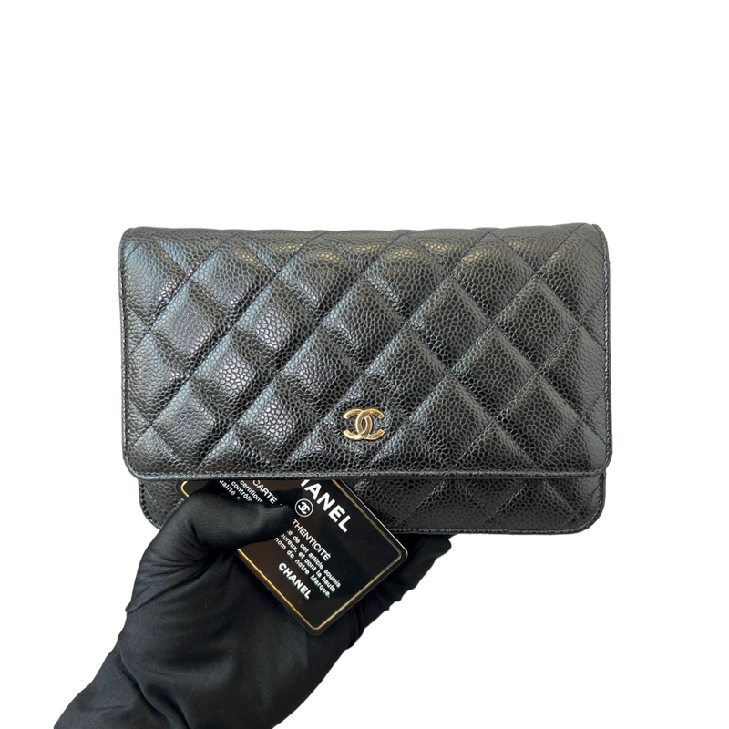 Chanel Wallet on Chain Woc in Black Caviar GHW | Dearluxe