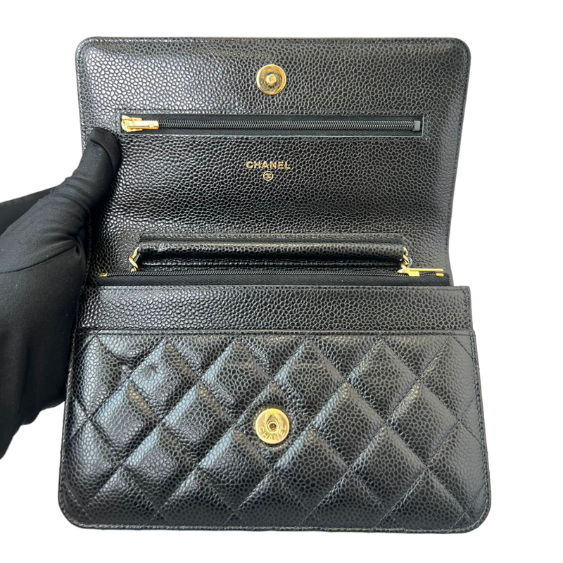 chanel wallet on chain black caviar leather bag