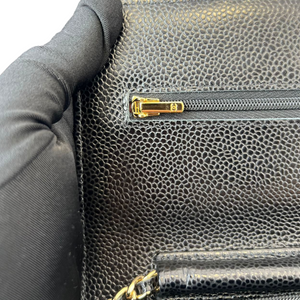Caviar Quilted Wallet on Chain WOC Black GHW