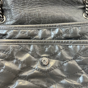 Crinkled Calfskin Medium Niki Chain Satchel Grey RHW