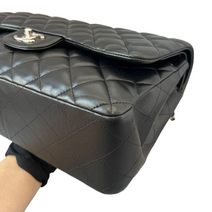 Lambskin Quilted Jumbo Classic Double Flap Black SHW
