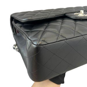 Lambskin Quilted Jumbo Classic Double Flap Black SHW