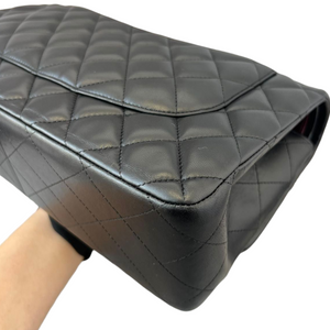 Lambskin Quilted Jumbo Classic Double Flap Black SHW