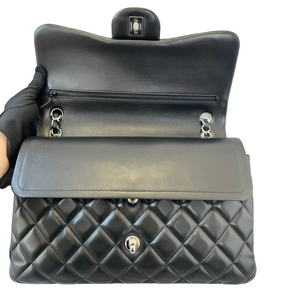 Lambskin Quilted Jumbo Classic Double Flap Black SHW