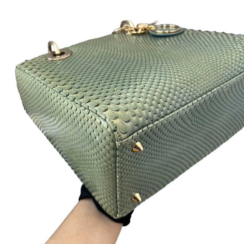 Python Medium Lady Dior Green GHW Bag Religion