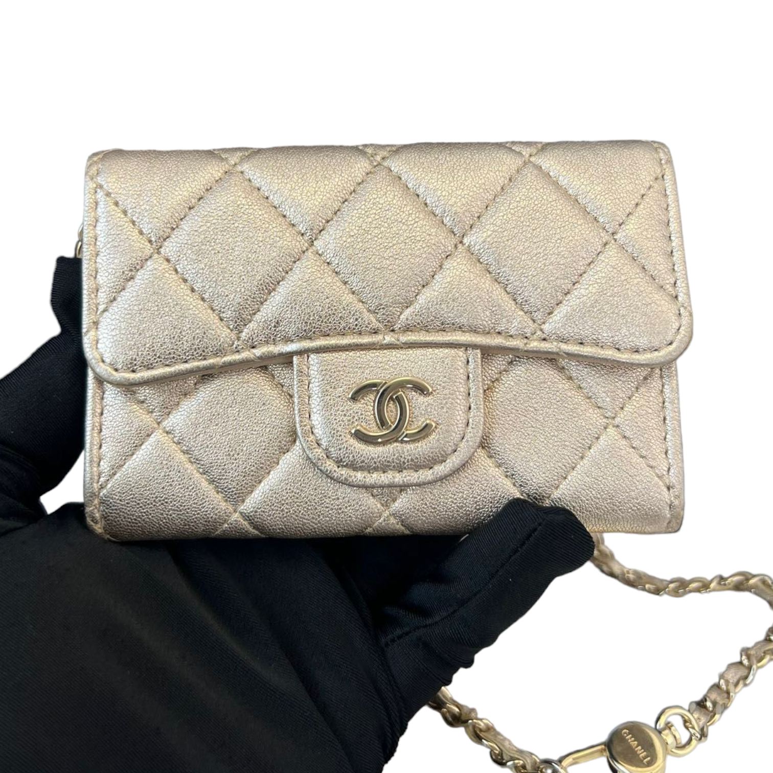 【人気/関税/送料込み】 Chanel Flap Card Holder Lambskin & Go CHANEL Lambskin Quilted Flap Card Holder With Cuff Black