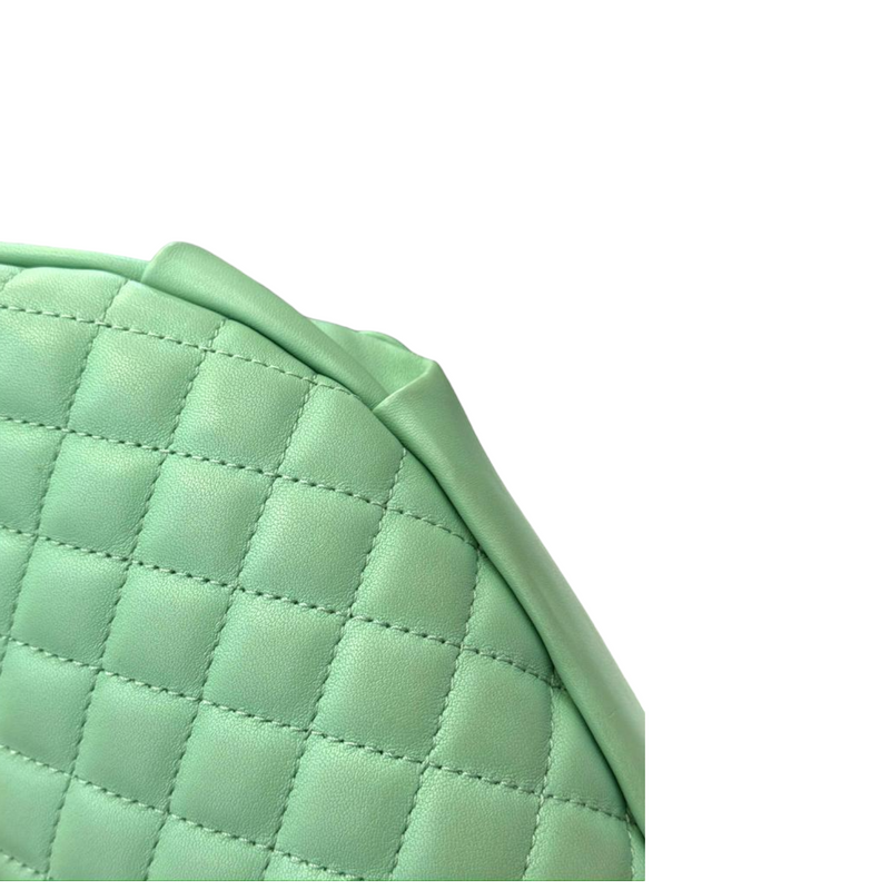 Crumpled Lambskin Quilted Bi Belt Bag Light Green GHW