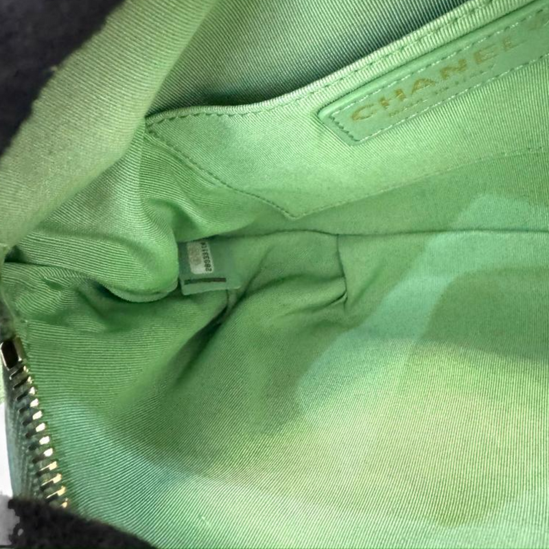 Crumpled Lambskin Quilted Bi Belt Bag Light Green GHW