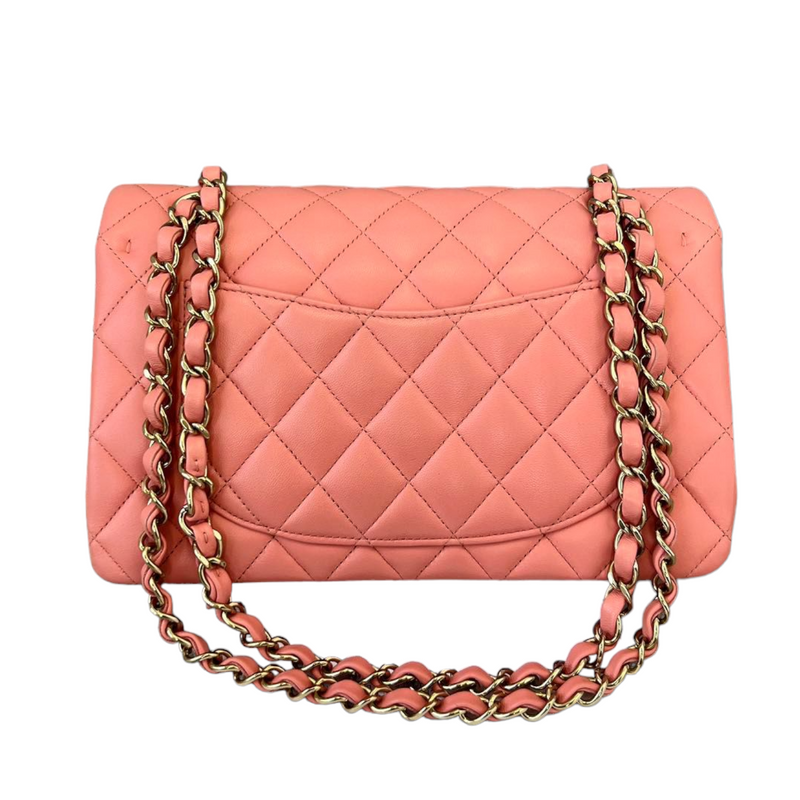 Lambskin Quilted Small Double Flap Pink GHW