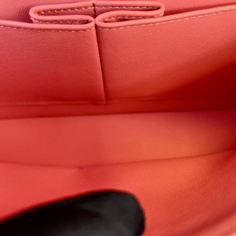 Small Double Flap Lambskin Quilted Pink GHW