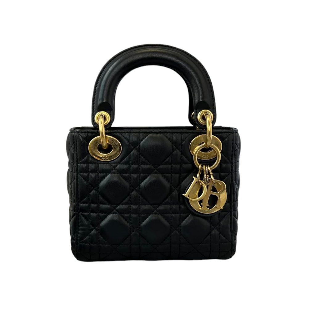 Mini Lady Dior Lambskin Cannage Black GHW