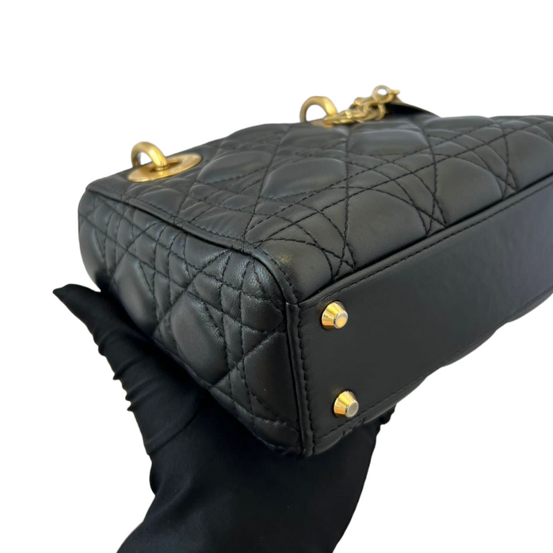 Mini Lady Dior Lambskin Cannage Black GHW