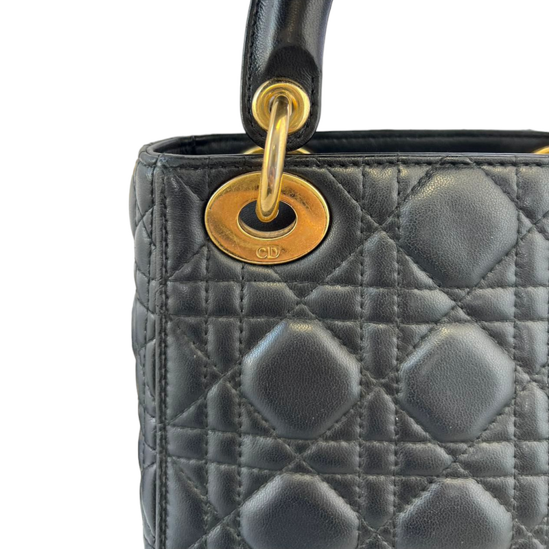 Mini Lady Dior Lambskin Cannage Black GHW