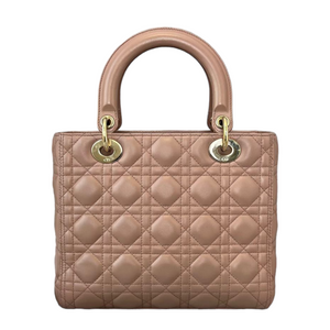 Lambskin Cannage Medium Lady Dior Top Flap Beige GHW
