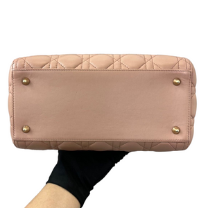 Lambskin Cannage Medium Lady Dior Top Flap Beige GHW