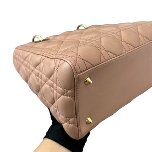 Lambskin Cannage Medium Lady Dior Top Flap Beige GHW